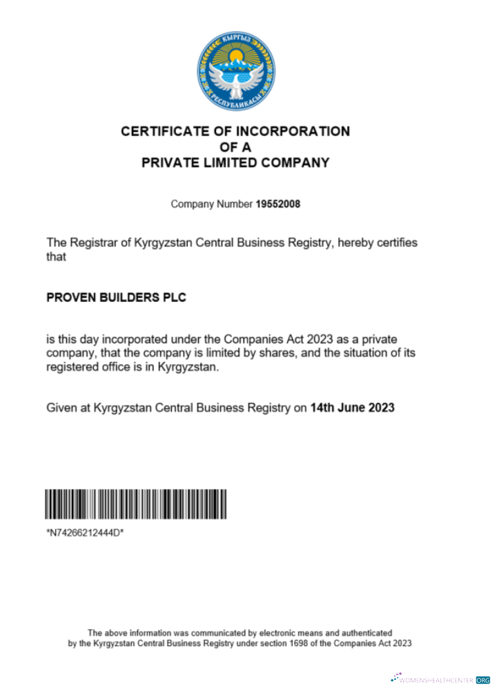 Download Kyrgyzstan business registration certificate Word and PDF template Photoshop template